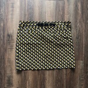 Checkered mini skirt brown tan Ann Taylor aloft